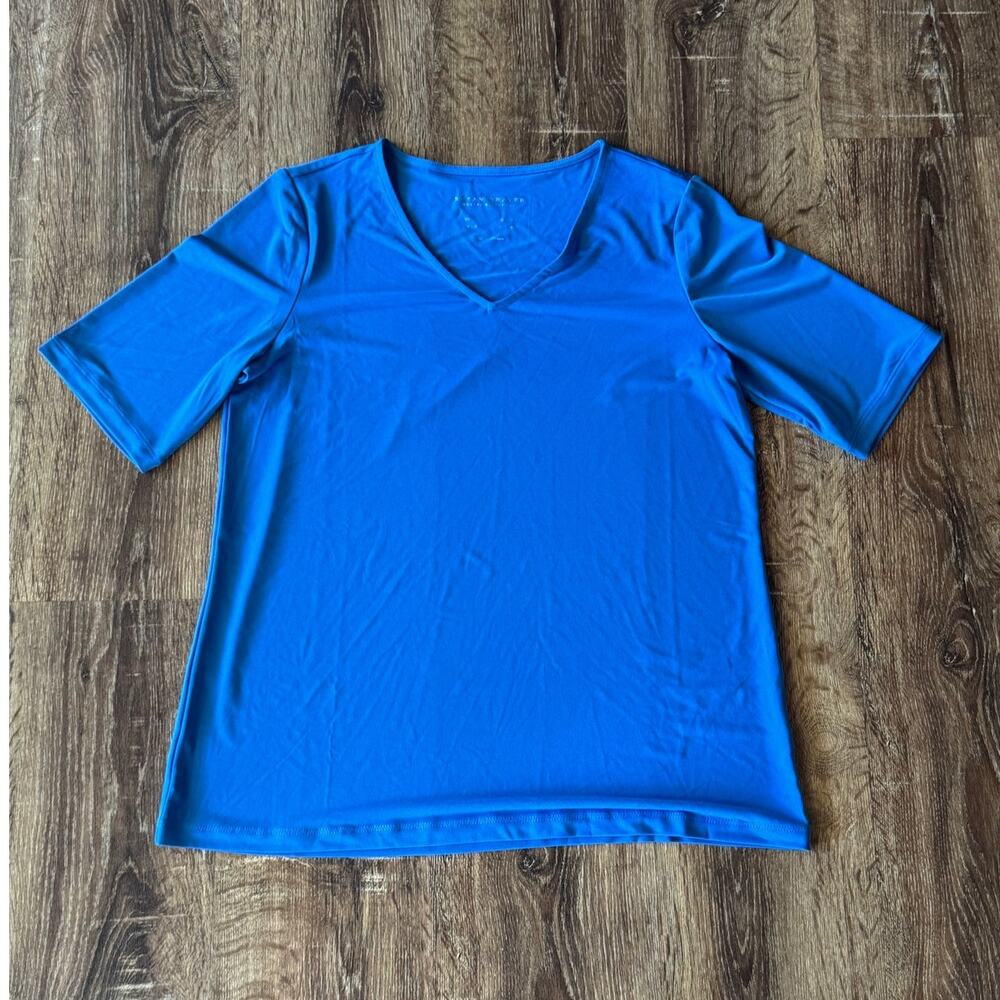 Susan Graver Size Small Blue 3/4 Sleeve Shirt Modern Essentials